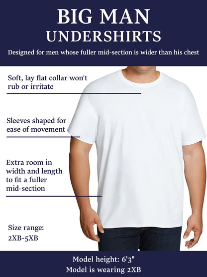 Men'S Crew Neck T-Shirt Undershirts, White Multipacks, Also Available in Big & Tall